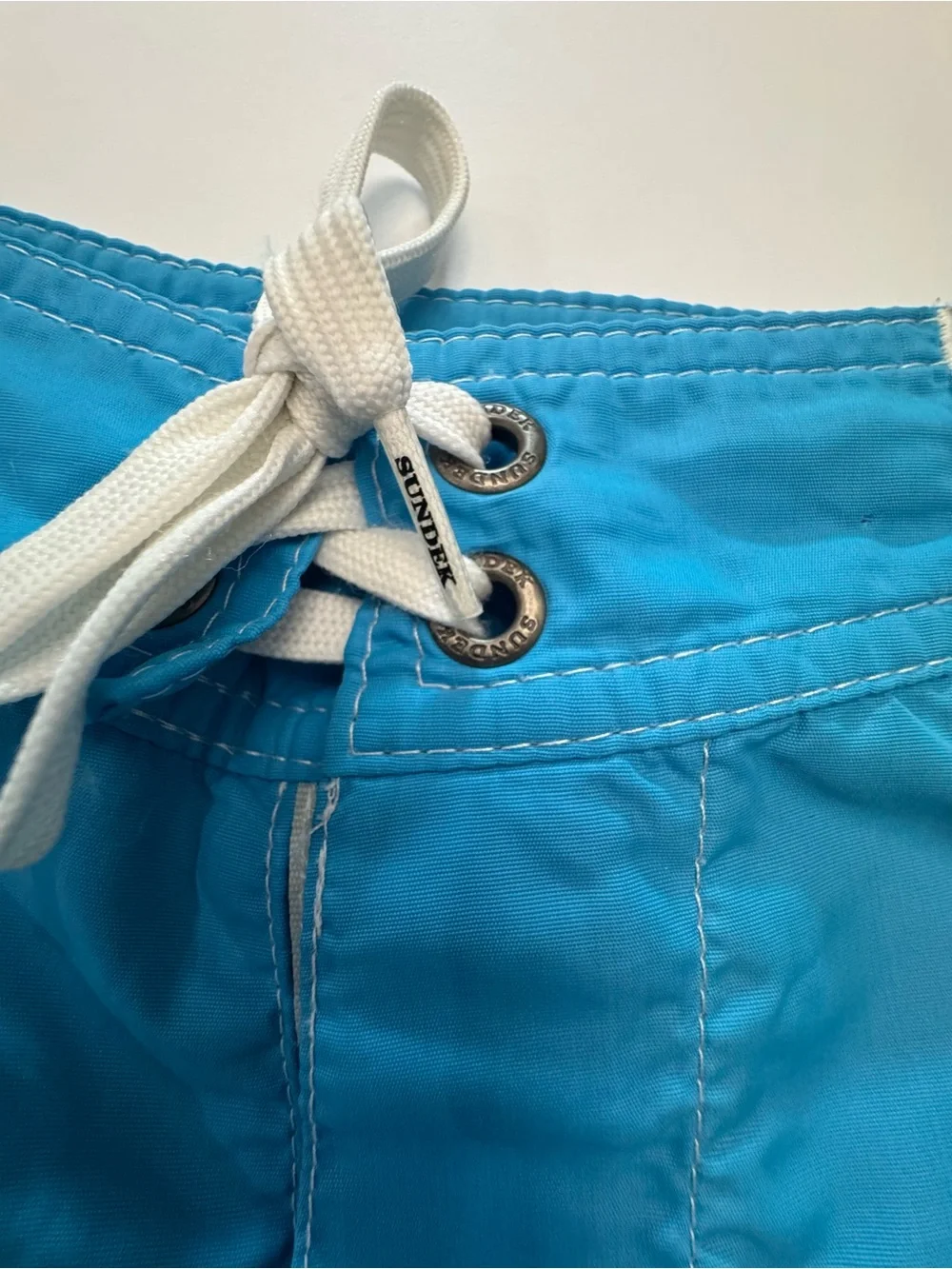 Sundek Bright Blue Kids Swim Trunks with White Drawstring Size 10
